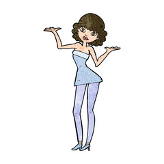 cartoon woman in cocktail dress