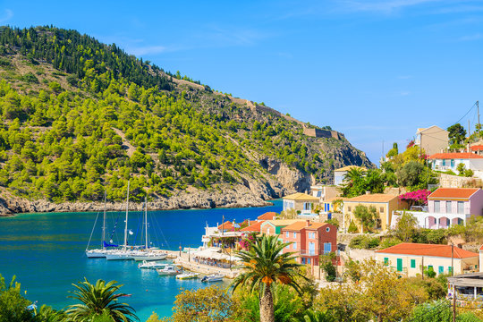 Colorful houses of Assos village on Kefalonia island, Greece