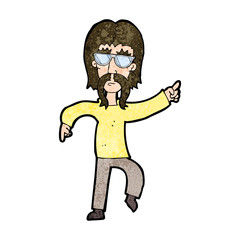 cartoon hippie man wearing glasses