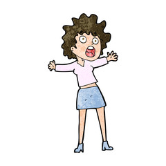 cartoon frightened woman