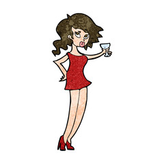 cartoon woman at party