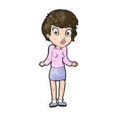 cartoon woman shrugging shoulders