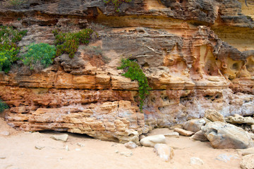 Cliff rock closeup, Algarve, Portugal.