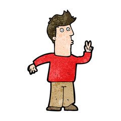 cartoon man giving peace sign