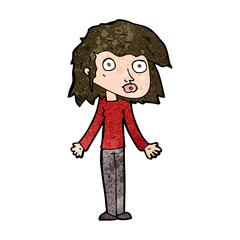 cartoon girl shrugging shoulders