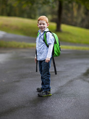 Cute boy with backpack