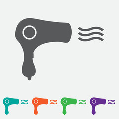 Hairdryer sign icon. Hair drying symbol. Blowing hot air. Turn