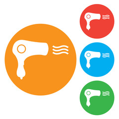 Hairdryer sign icon. Hair drying symbol. Blowing hot air. Turn