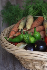 Panier de légumes anciens