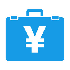 Icono aislado maletin con simbolo yen azul