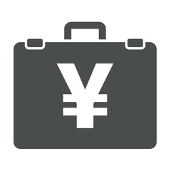 Icono aislado maletin con simbolo yen gris