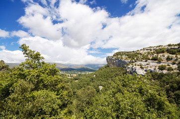 Fototapeta na wymiar Scenic view of Ojo guarena Valley, in Merindades, Burgos, Spain.