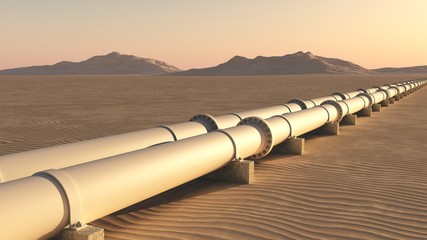 Pipelines in Wüstenlandschaft