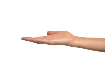 Open a woman's hand, palm up.