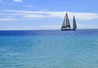 Fototapeta premium Sailing yacht in Fuerteventura. Canarian Islands.