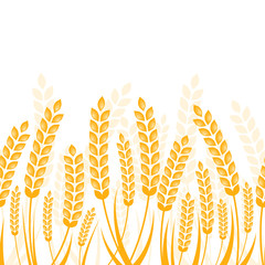 Vector seamless horizontal background with golden ripe ear of wh