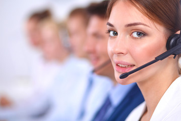 Attractive Smiling positive young businesspeople and colleagues