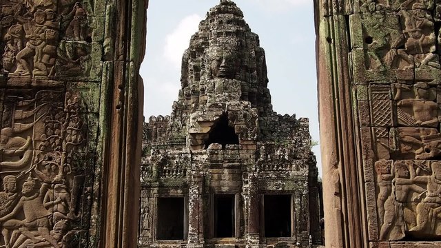 The ancient Bayon temple at Angkor, Siem Reap, Cambodia.