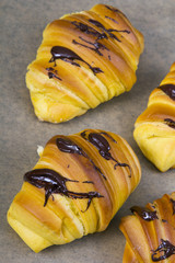 tasty croissants with chocolate
