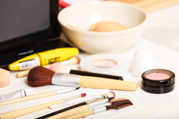 makeup brushes and cosmetics