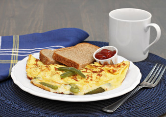 Egg, bell pepper and cheese omelet.