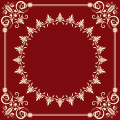 Retro style vector background with damask frame and corners