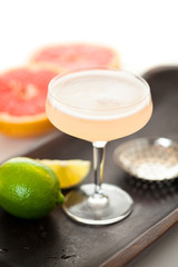 Styled lifestyle cocktail martini fresh squeezed vodka gin grapefruit pink 