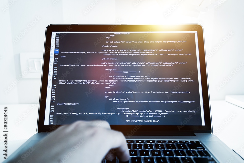 Wall mural website programming concept