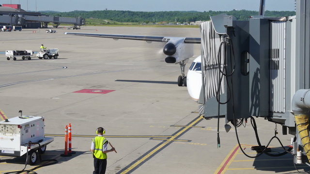 Airplane Arrives at Gate