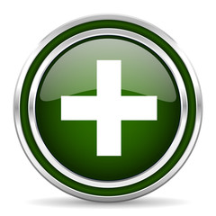 plus green glossy web icon