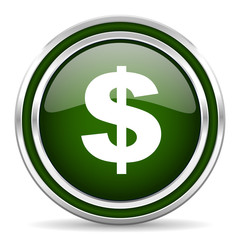 dollar green glossy web icon