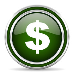 dollar green glossy web icon
