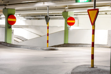 Traffic signs in car park