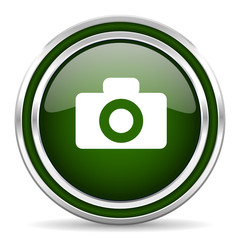camera green glossy web icon