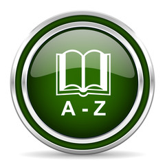 dictionary green glossy web icon