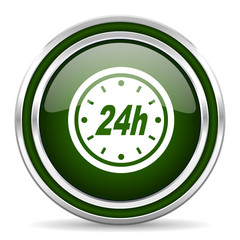 24h green glossy web icon