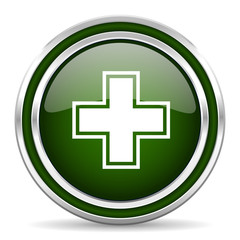 pharmacy green glossy web icon
