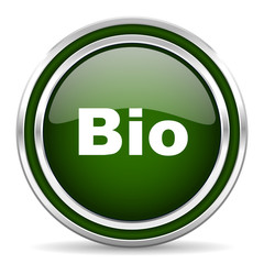 bio green glossy web icon
