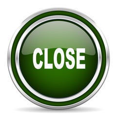 close green glossy web icon