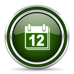 calendar green glossy web icon