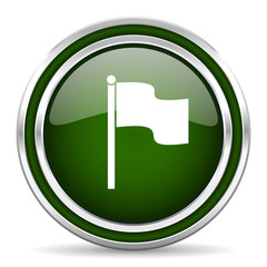 flag green glossy web icon