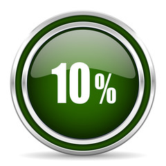 10 percent green glossy web icon