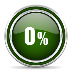 0 percent green glossy web icon