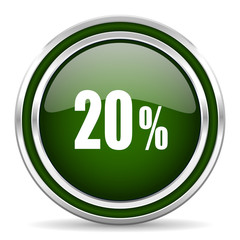 20 percent green glossy web icon