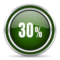 30 percent green glossy web icon