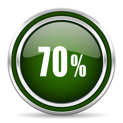 70 percent green glossy web icon