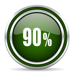 90 percent green glossy web icon