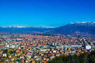aerail view of macedonian city ohrid, which is famous for its unesco listed historical center and...