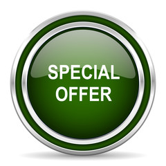special offer green glossy web icon