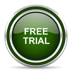 free trial green glossy web icon